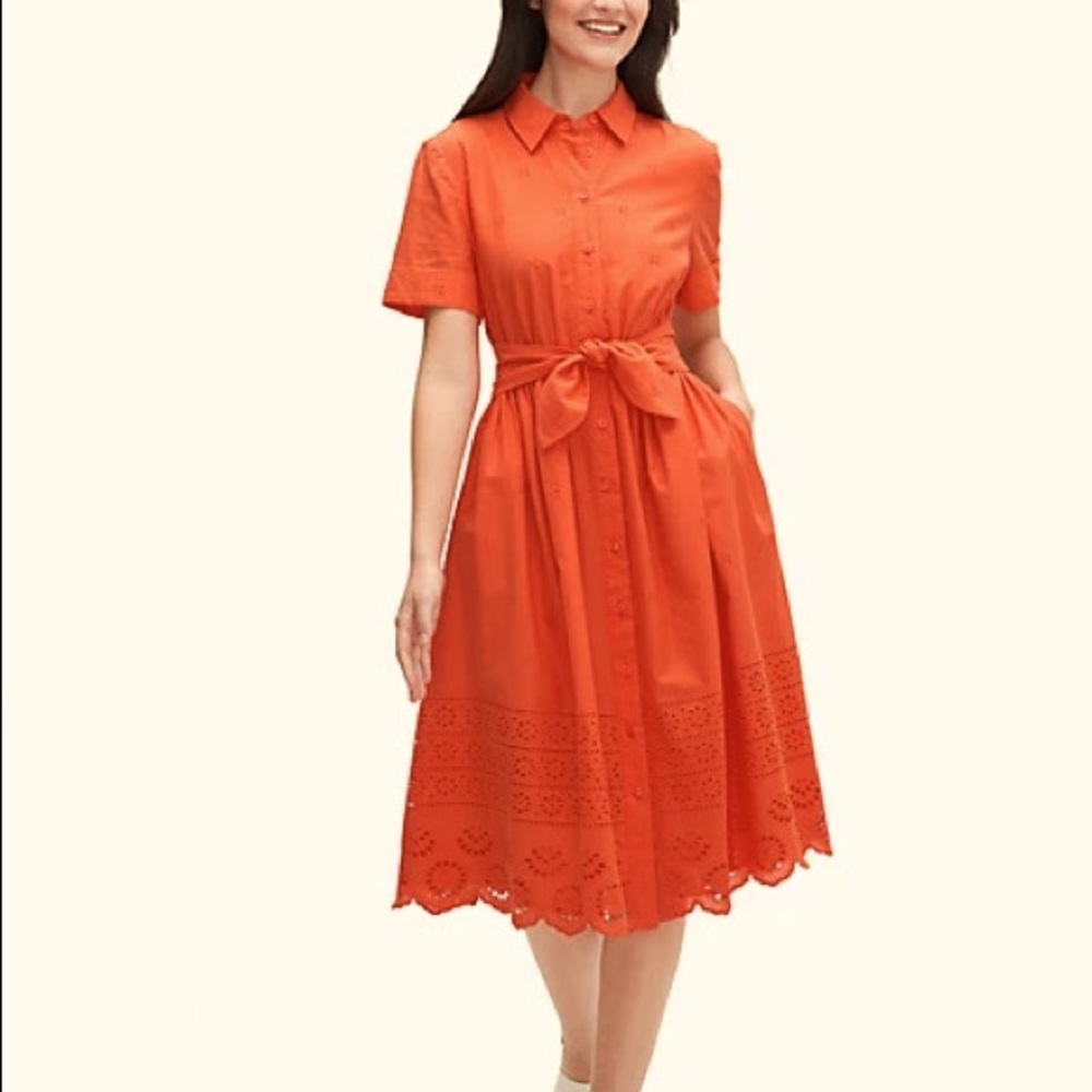Eyelet tie waist dress